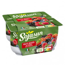 Йогурт соєвий Червоні фрукти 4х100г (з шматочками) Sojasun 